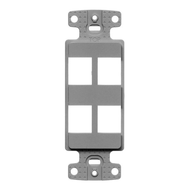 Hubbell 4 Port Decorator Keystone Frame Plate, Gray HU308409